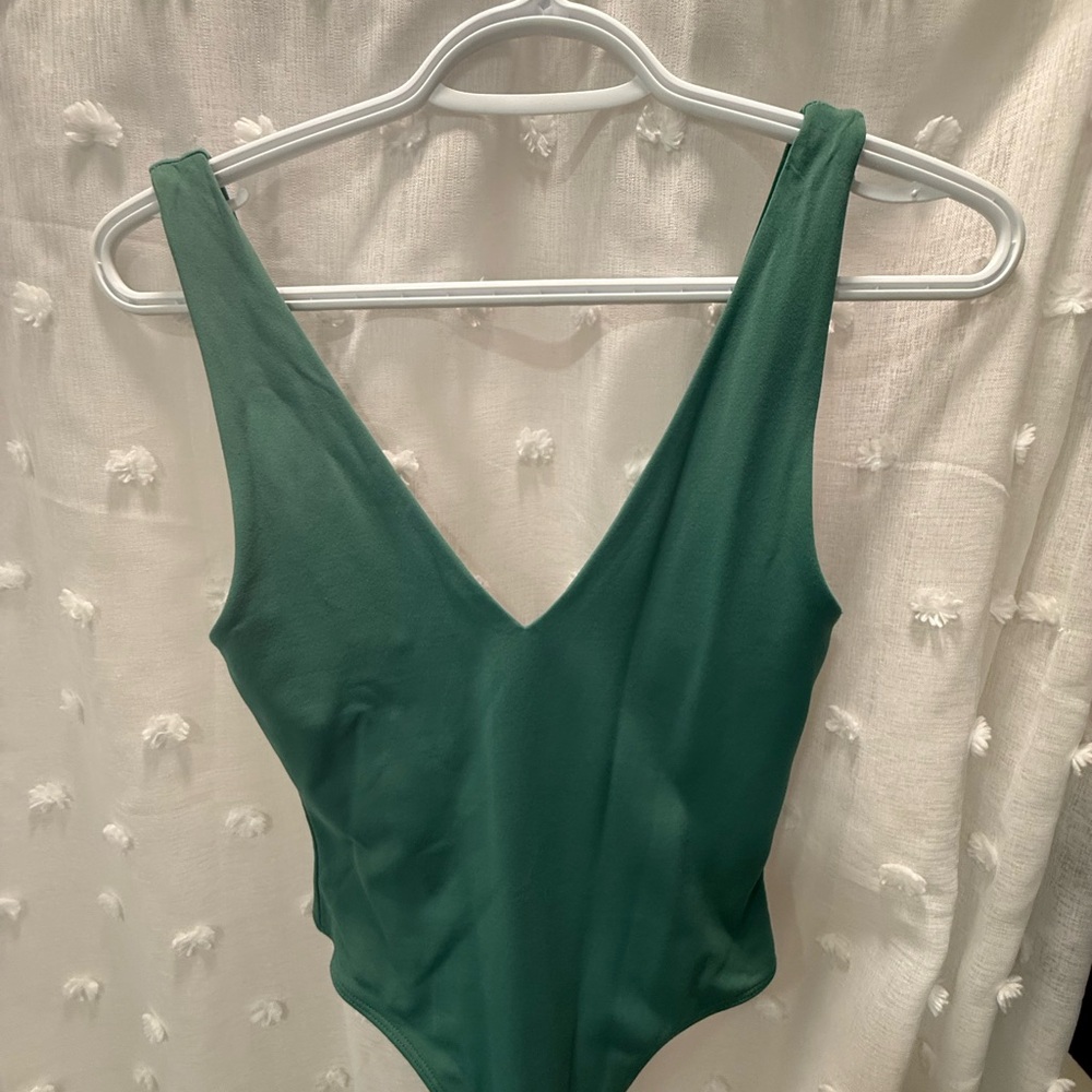 Babaton Green V-Neck Top